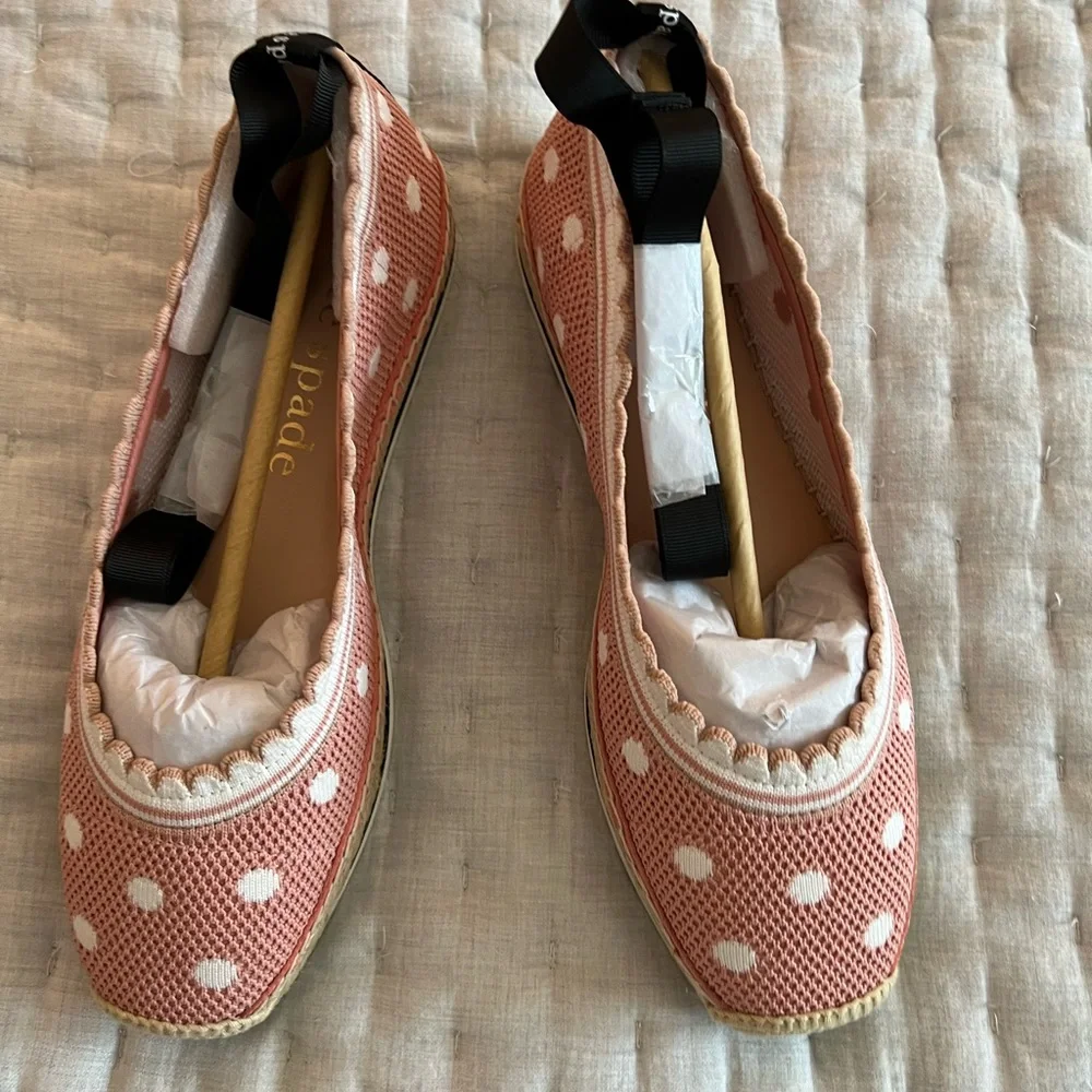 NIB Kate Spade Knottingham Knit Espadrille in Flirty Rose/Optic White Size 9 - Picture 1 of 8